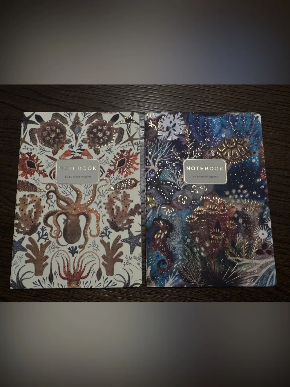 Set of 2 Gorgeous Gold Foil Detailed Soft Touch Notebook Journals - lovely gift!